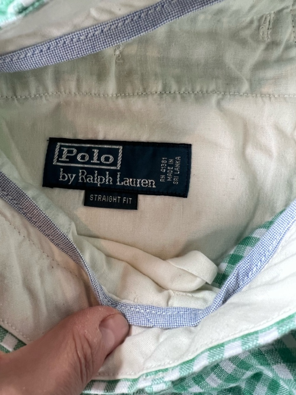 Vintage Polo‎ Ralph Lauren Green Gingham Linen Shorts 34 Preppy - Picture 3 of 6